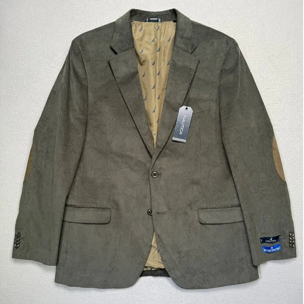 Nautica Men's Modern-Fit Faux-Suede Sport Coat Bright Blue 38R $295